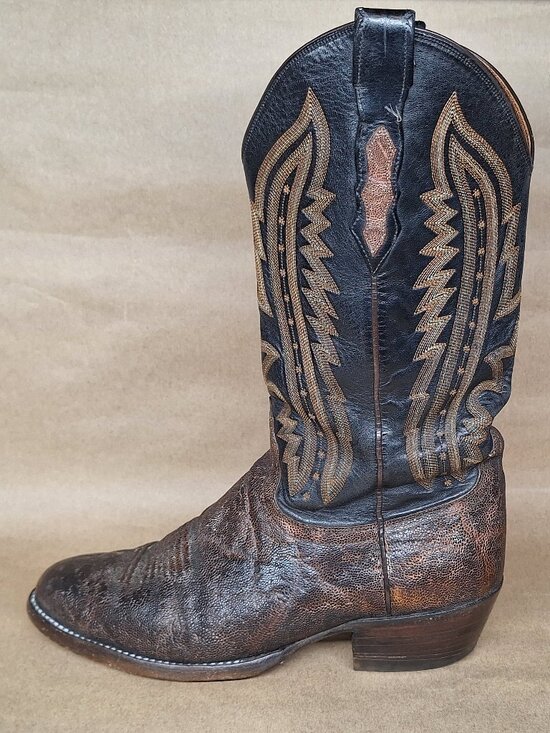 LUCCHESE 2000 Men\'s Ostrich Leg Leather Western Boots Size 9D (T3031) main image 13